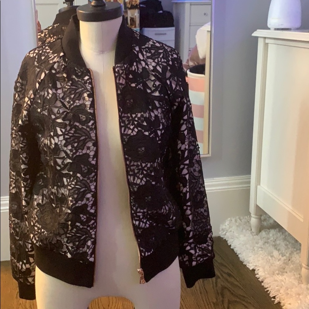 Stella & Dot lace bomber jacket